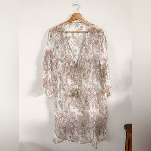 Amita Naithani | Amiani Peacock Beaded Detail Tassel Swim Cover Up